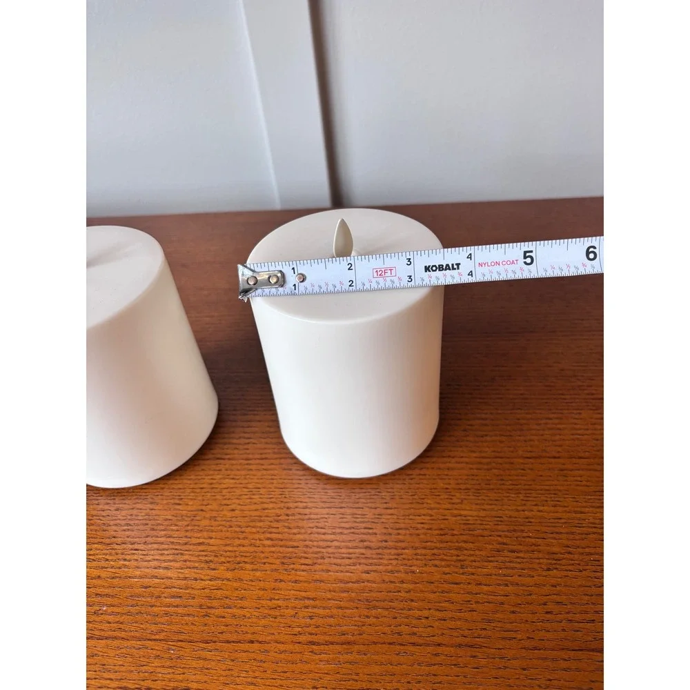 Pottery Barn Luminara Flameless Pillar Candles Ivory Set of 2 Flickering LED